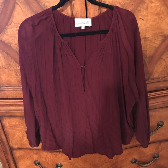 Cleobella Tops - Cleobella Long Sleeve Burgundy Blouse